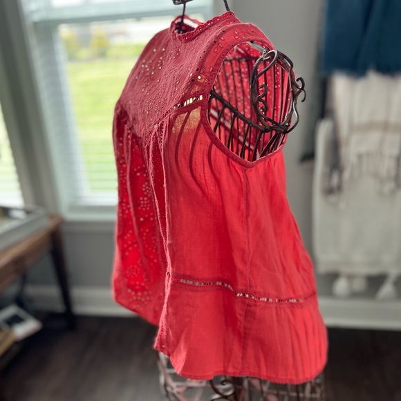 Abercrombie and Fitch Peach/Red Open Back Sleeveless Summer Crochet Top Size XS - Picture 5 of 12